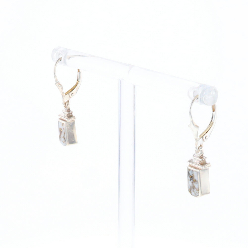 Sterling Silver Gold Quartz Inlaid Earrings - G3