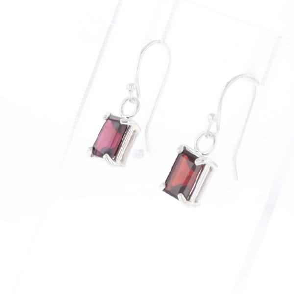 Emerald Cut Garnet Earrings