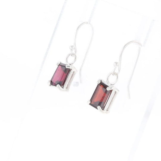 Emerald Cut Garnet Earrings