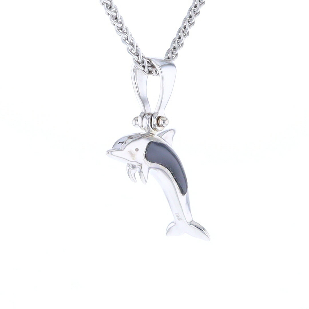 Onyx Inlaid Dolphin Pendant