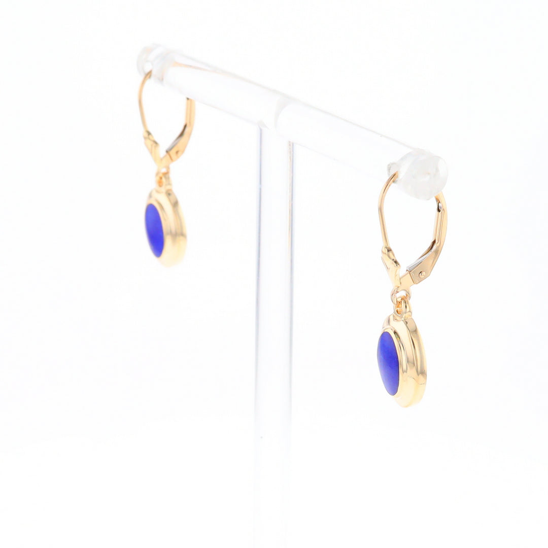 Oval Lapis Inlaid Earrings