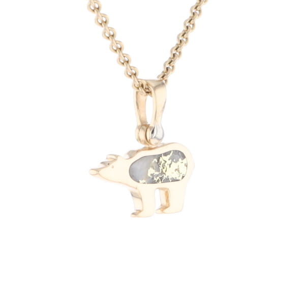 Gold Quartz Inlaid Polar Bear Pendant