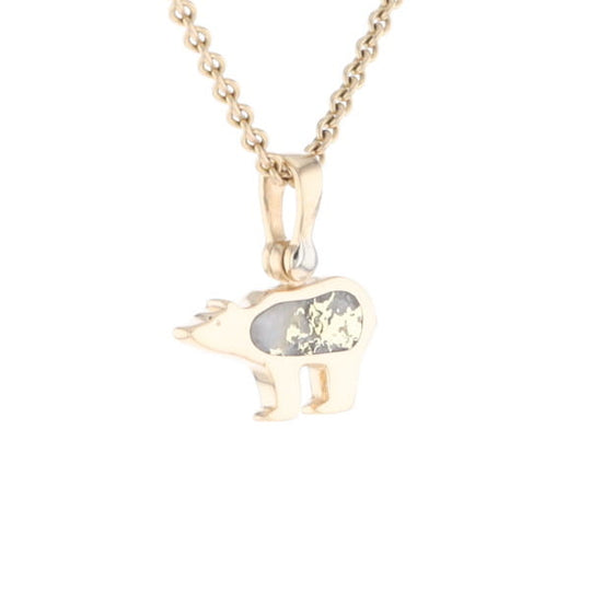 Gold Quartz Inlaid Polar Bear Pendant