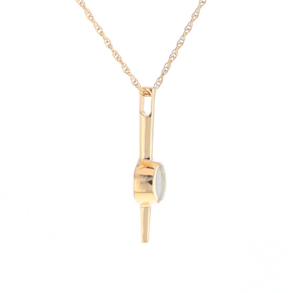 Gold Quartz Necklace Bar Design Round Superior Quality Inlaid Pendant