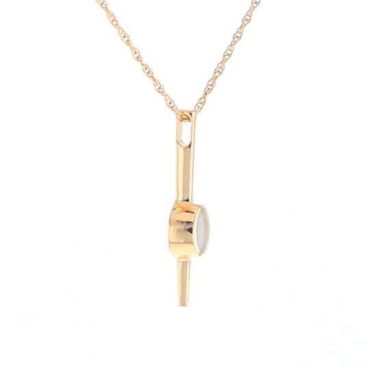 Gold Quartz Necklace Bar Design Round Superior Quality Inlaid Pendant