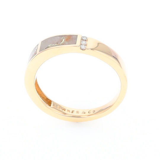 Gold Quartz Ring Double Inlaid Design with .03ctw Round Diamonds