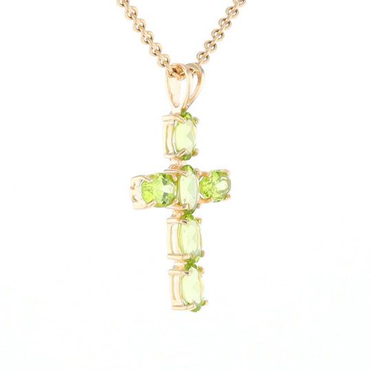 Oval Peridot Cross Pendant