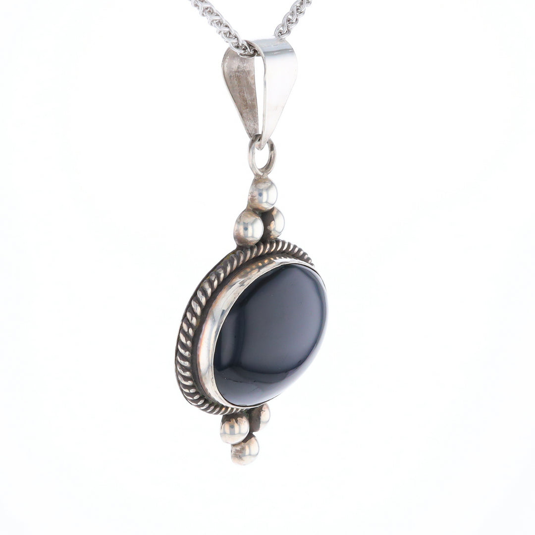 Bezel Set Onyx Beaded Pendant