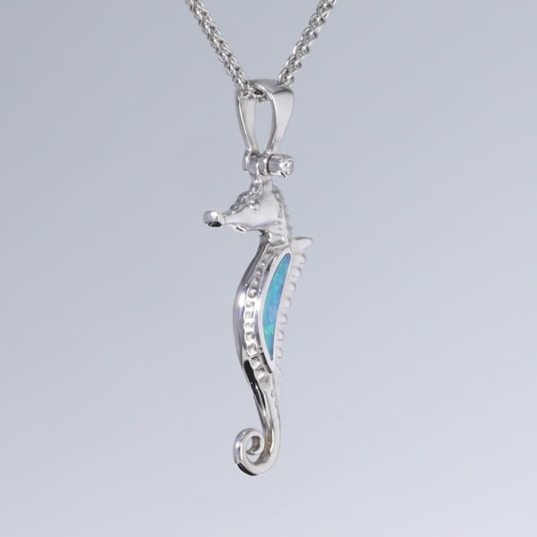 Opal Pendant Inlaid Realistic Sea Horse Design