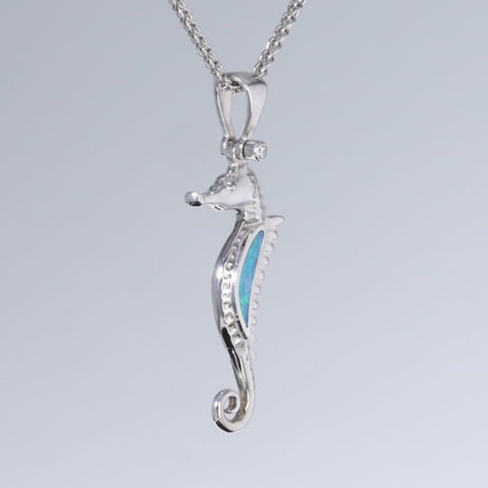 Opal Pendant Inlaid Realistic Sea Horse Design