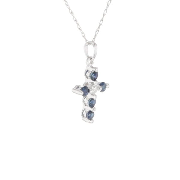 Small Blue Sapphire Cross Pendant