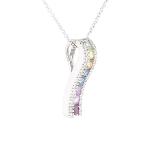 Multi-color Sapphire Necklace with Diamond Accents