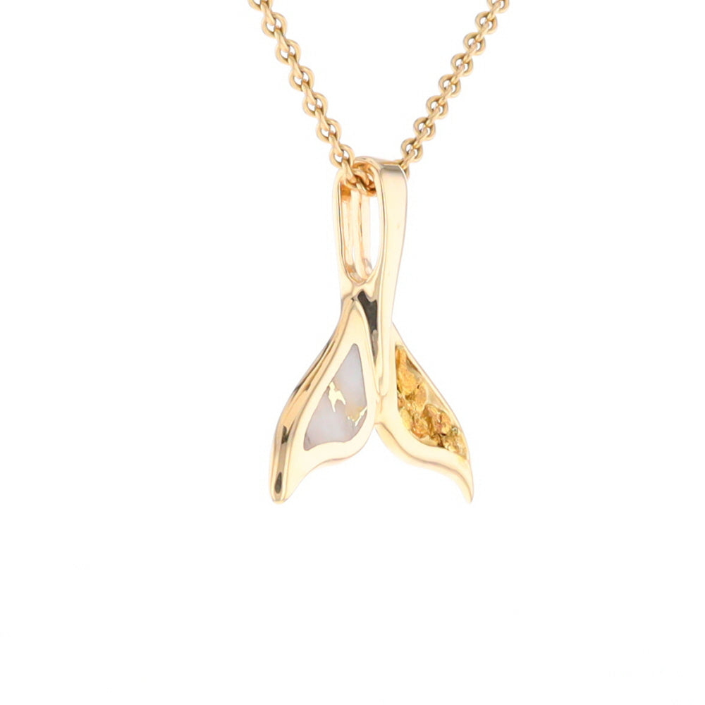 Whale Tail Necklaces Natural Gold Quartz and Nuggets Inlaid Pendant