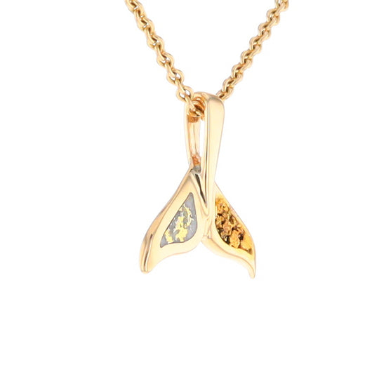 Whale Tail Necklaces Natural Gold Quartz and Nuggets Inlaid Pendant