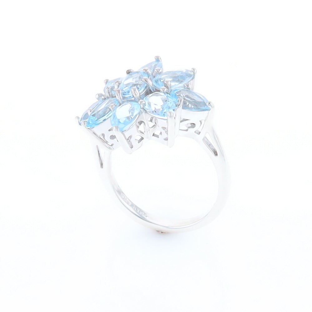 Blue Topaz Flower Ring