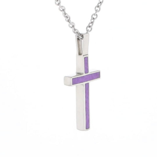 Sugilite 3 Section Inlaid Cross Pendant