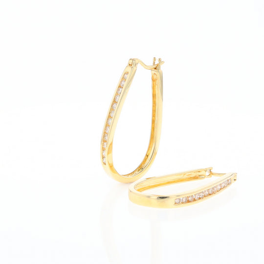 U-Shaped Channel Set Diamond Hoop Earrings