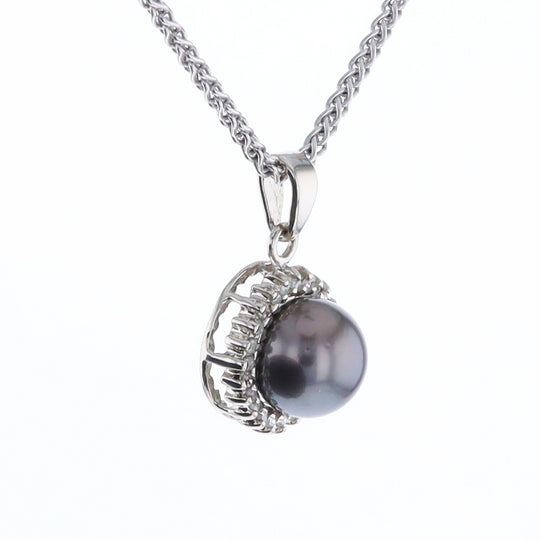 Gray Pearl Halo Pendant