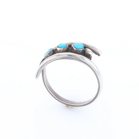 Round Turquoise Row Bypass Ring