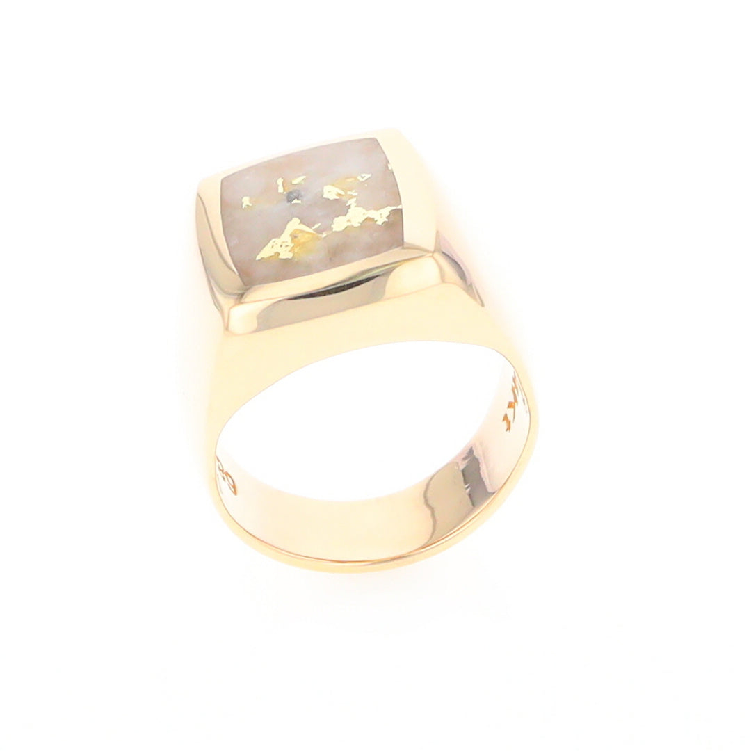 Natural Gold Quartz Men's Ring