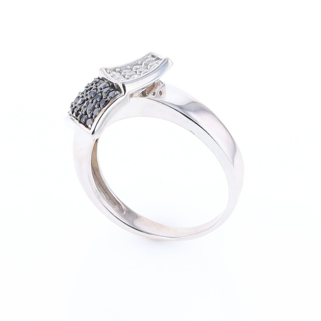 Double Pavé Black and White Diamond Ring