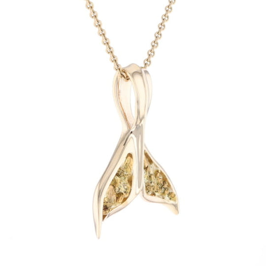 Whale Tail Natural Gold Nuggets Inlaid Pendant XL