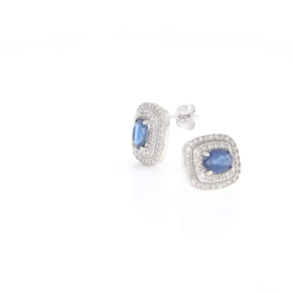 Double Halo Sapphire Earrings