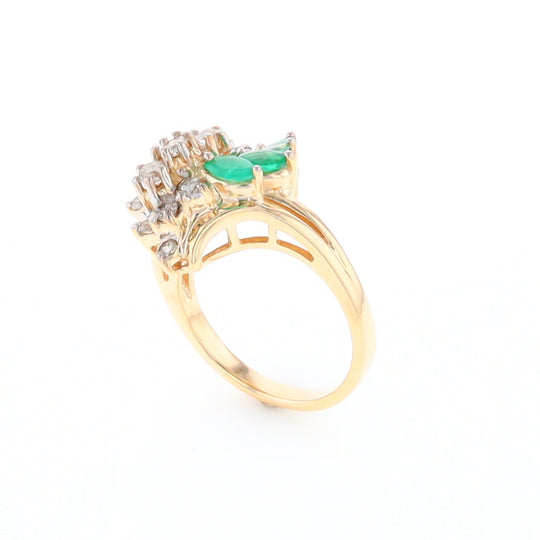 Emerald and Diamond Cluster Ring