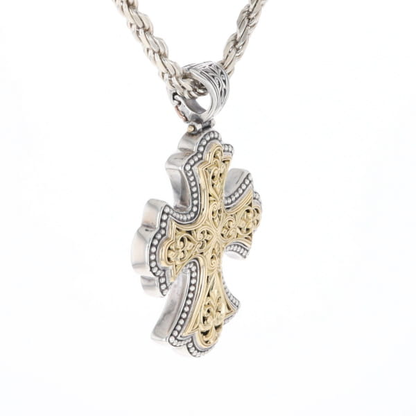 Sterling and 18K Gold Konstantino Cross Pendant