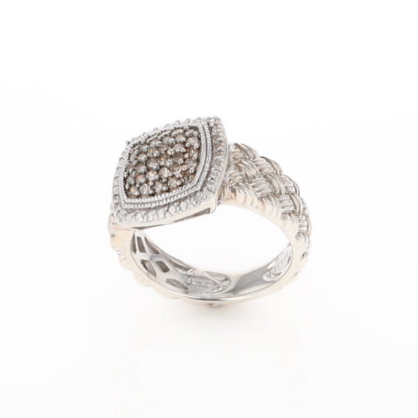 Champaign Diamond Square Braided Cluster Band