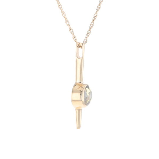 Gold Quartz Necklace Bar Design Round Fine Quality Inlaid Pendant