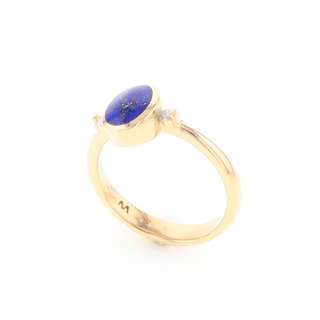 Oval Lapis Diamond Ring