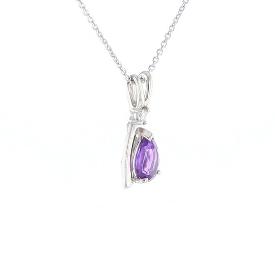 Amethyst Pear Ribbon Necklace