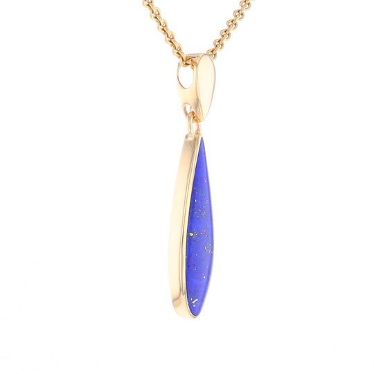 Lapis Tear Drop Inlaid Design Pendant