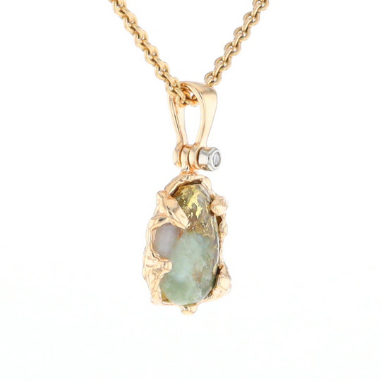Serpentine & Gold Quartz Freeform Pendant