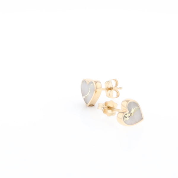 Gold Quartz Heart Stud Earrings - G2