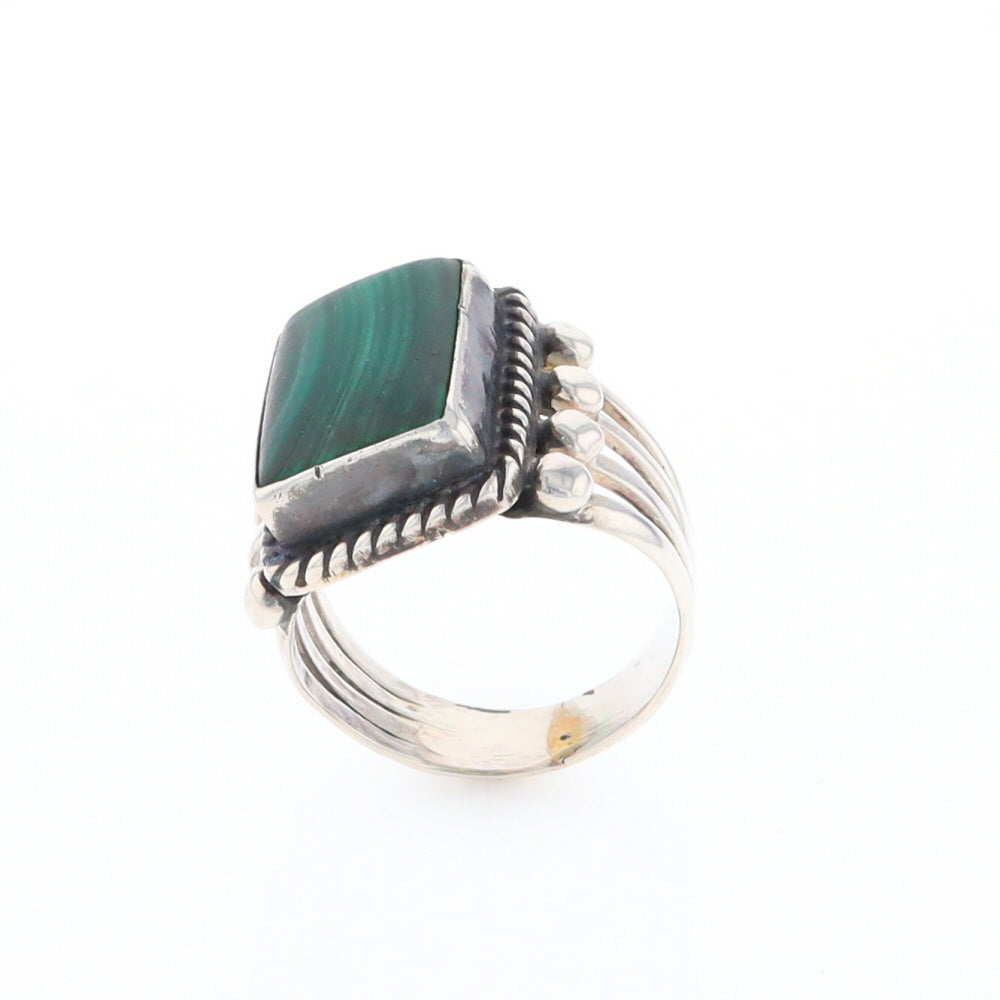 Native Rectangle Malachite Ring