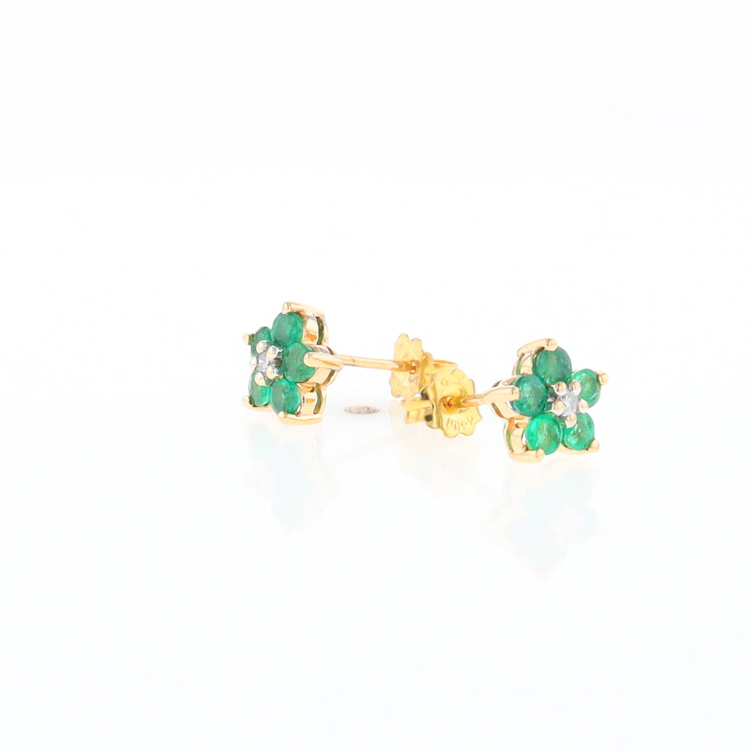 Emerald Flower Stud Earrings