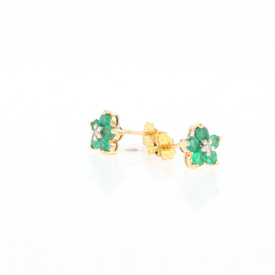 Emerald Flower Stud Earrings