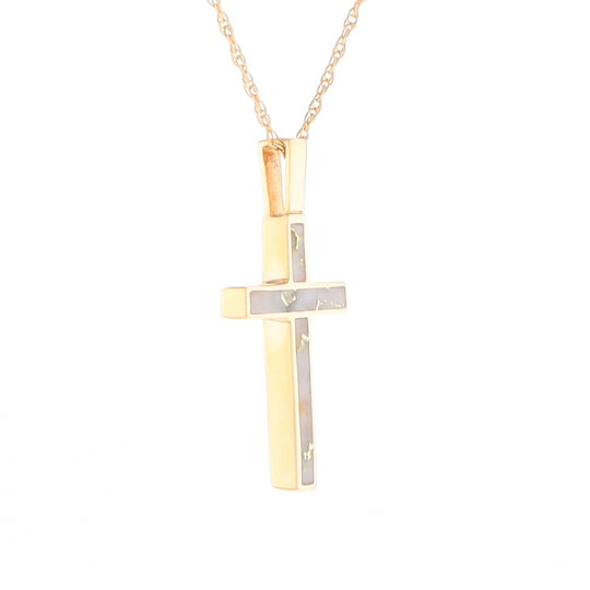 Three Section Gold Quartz Cross - G2