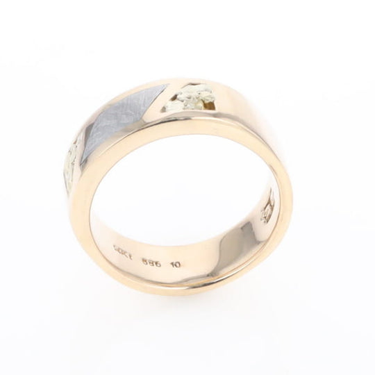 Meteorite Ring, Center Inlaid & Natural Nugget Sides