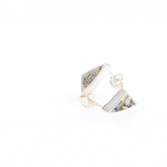 Sterling Silver Gold Quartz Inlaid Triangle Stud Earrings - G3