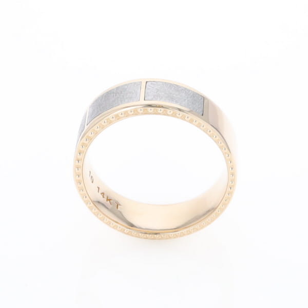 3 Section Men's Meteorite  Milgrain Topped Ring