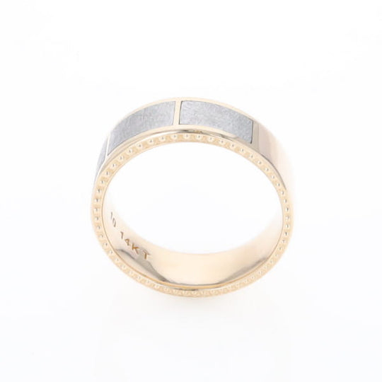 3 Section Men's Meteorite  Milgrain Topped Ring