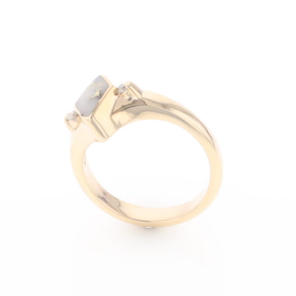 G2 Gold Quartz Ring Diamond Shape Inlaid with 0.05ctw Round Diamonds