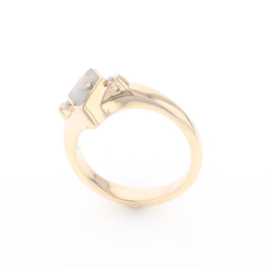 G2 Gold Quartz Ring Diamond Shape Inlaid with 0.05ctw Round Diamonds