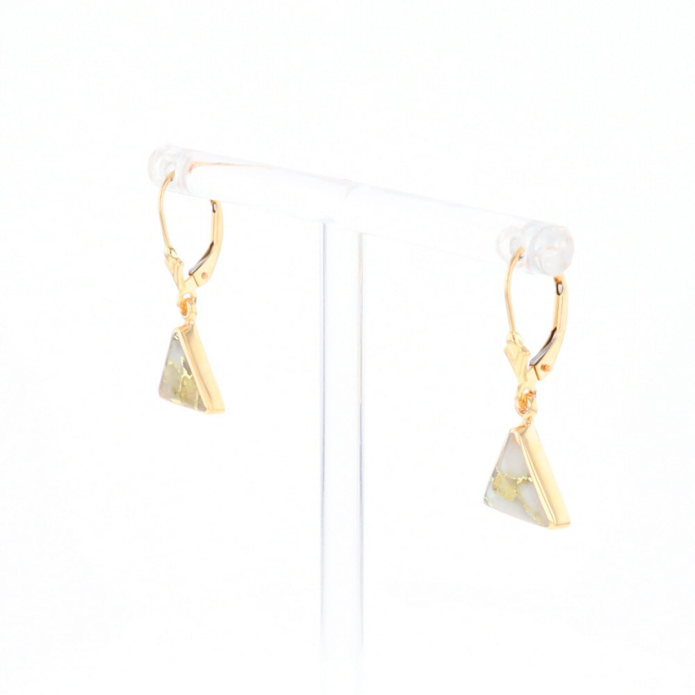 Gold Quartz Triangle Inlaid Earrings - G2