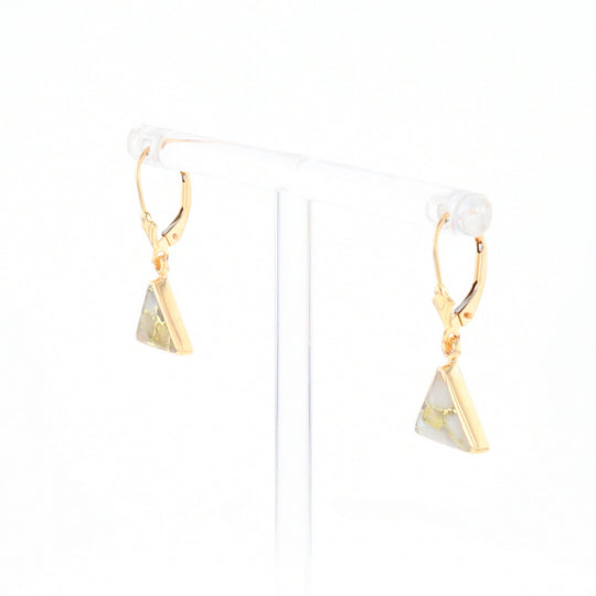 Gold Quartz Triangle Inlaid Earrings - G2