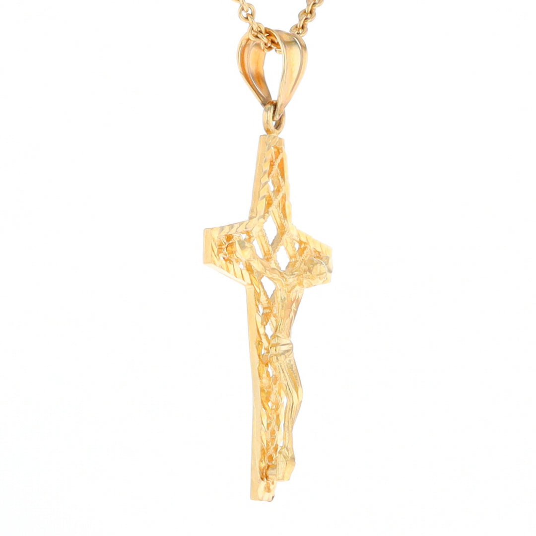 Gold Mesh Crucifix Pendant