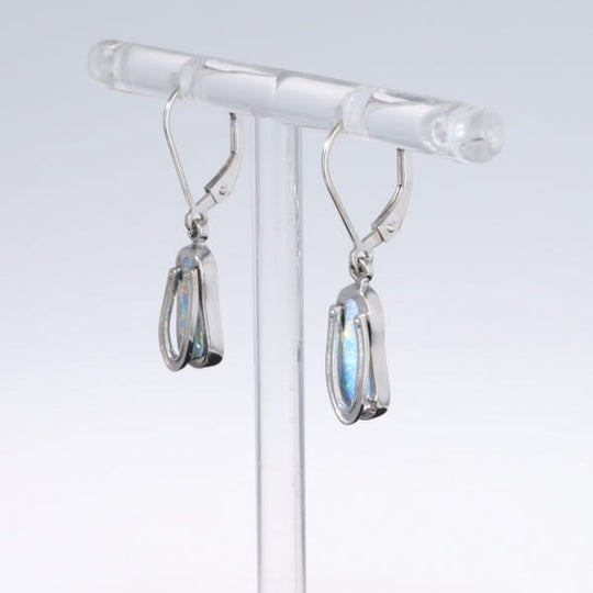 Opal Earrings Sandal Inlaid Design Lever Backs